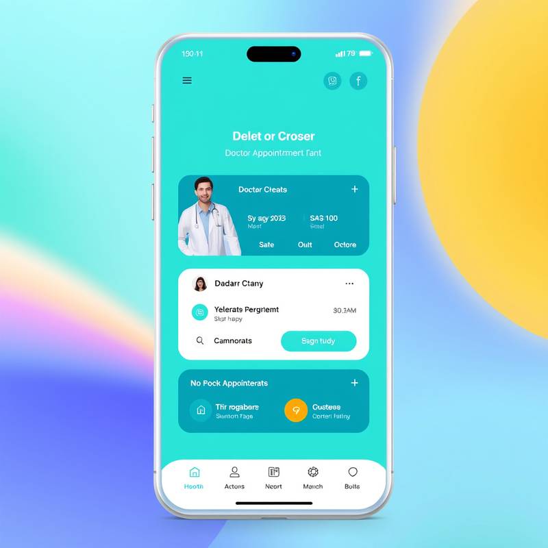 A mobile app interface showing a user booking a doctor's appointment.