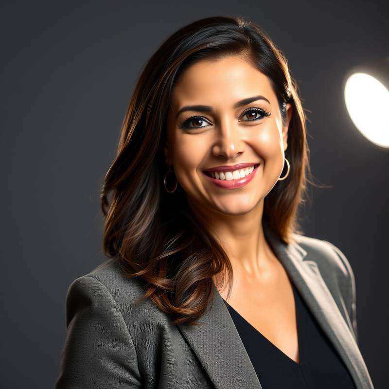 Portrait of Elena Rodriguez, CEO of Veridian Dynamics, smiling confidently.