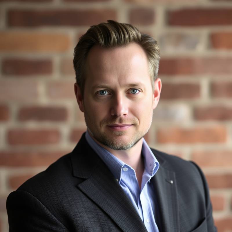 Portrait of Kevin Smith, Lead Web Developer at Veridian Dynamics, focused and professional.